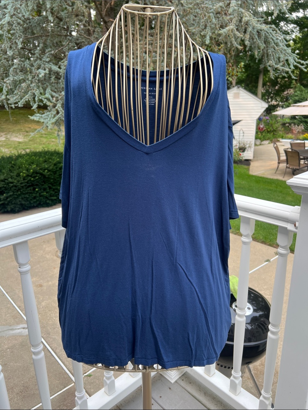 Eileen Fisher Deep Blue V-Neck Tank Top